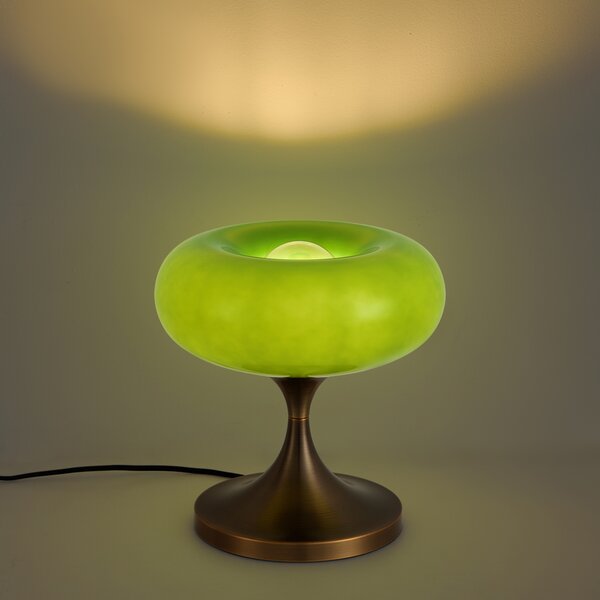 Lampada da tavolo retrò bronzo scuro con paralume in vetro verde 31 cm - Glaze