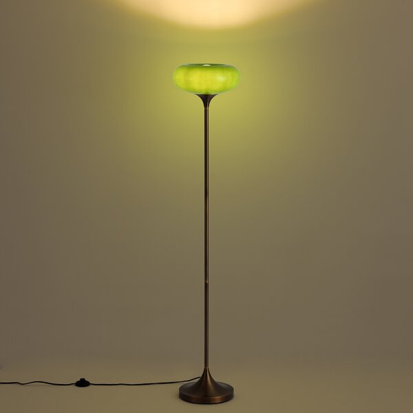 Lampada da terra retrò bronzo scuro con paralume in vetro verde 150 cm - Glaze