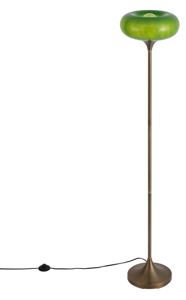 Lampada da terra retrò bronzo scuro con paralume in vetro verde 150 cm - Glaze