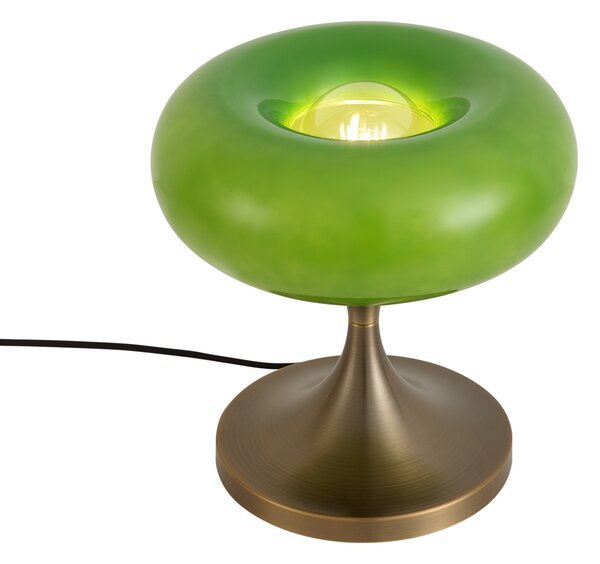 Lampada da tavolo retrò bronzo scuro con paralume in vetro verde 31 cm - Glaze