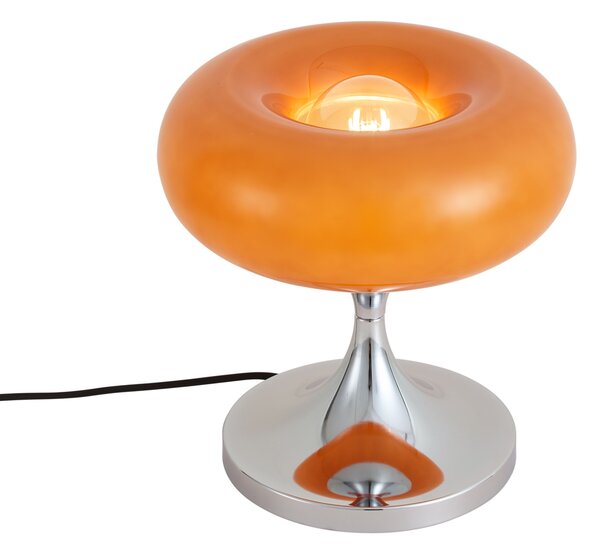 Lampada da tavolo retrò cromata con paralume in vetro arancione 31 cm - Glaze