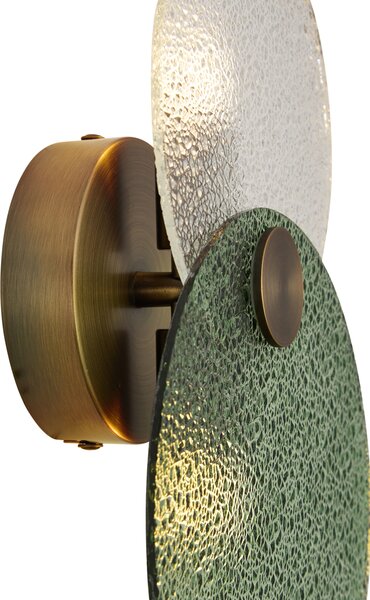 Lampada da parete Art Déco bronzo scuro con vetro verde e trasparente 2 luci - TEXT