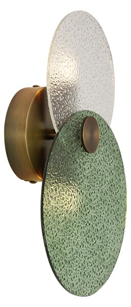 Lampada da parete Art Déco bronzo scuro con vetro verde e trasparente 2 luci - TEXT