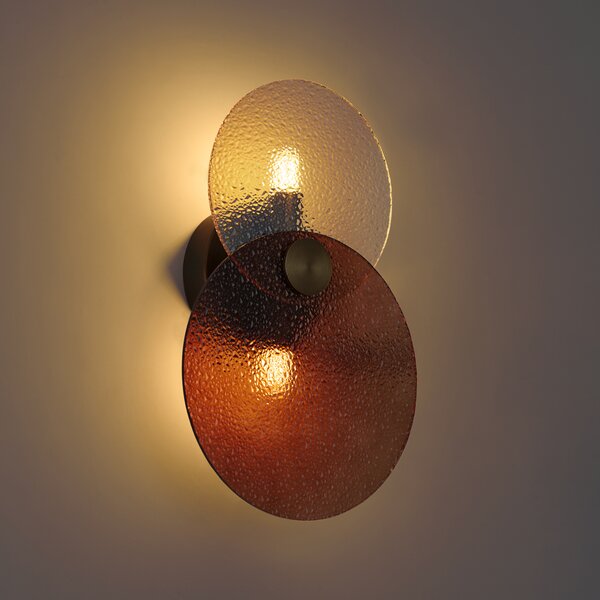 Applique Art Déco bronzo scuro con vetro ambrato 2 luci - Text