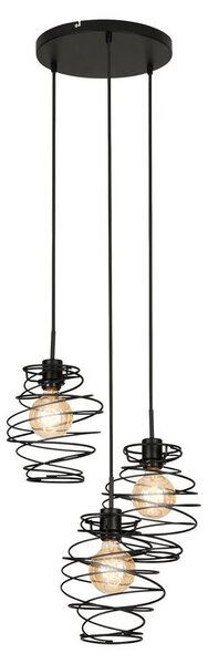 Lampada a sospensione a 3 luci, altezza 130 cm, diametro 42,5 cm, colore nero