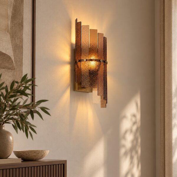 Lampada da parete di design bronzo scuro con vetro ambrato - Versailles