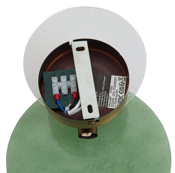 Lampada da parete Art Déco bronzo scuro con vetro verde e trasparente 2 luci - TEXT
