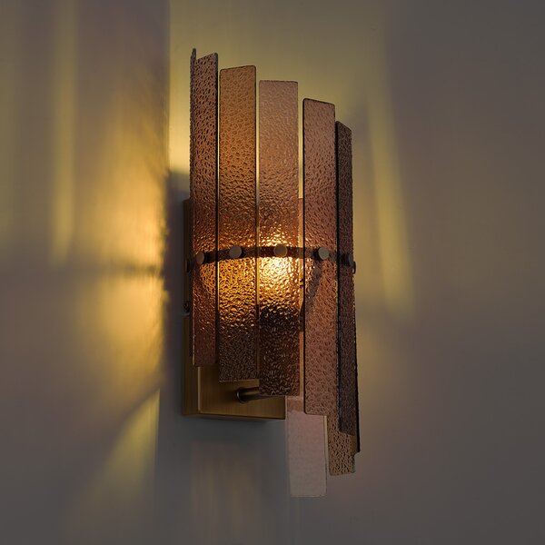 Lampada da parete di design bronzo scuro con vetro ambrato - Versailles
