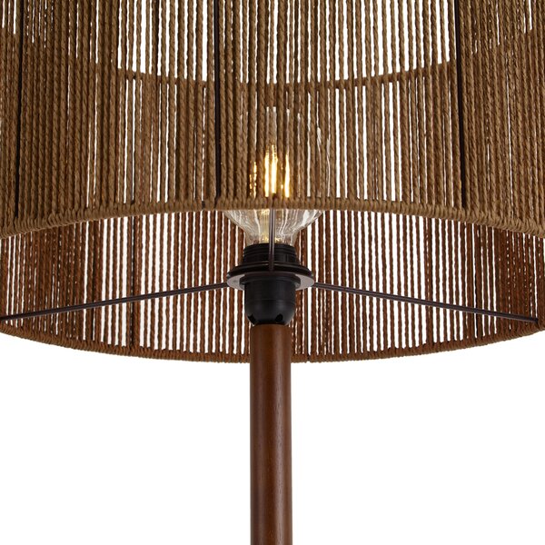 Lampada da terra in legno di noce con paralume in corda di carta marrone 50/50/25 - Mels