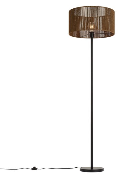 Lampada da terra nera con paralume in corda di carta marrone 50/50/25 - Simplo