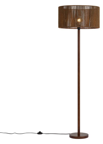 Lampada da terra in legno di noce con paralume in corda di carta marrone 50/50/25 - Mels