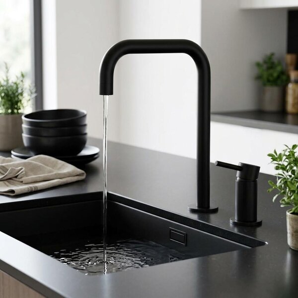 Miscelatore da cucina nero, modello PLX2HU-10, serie Pure.Sink