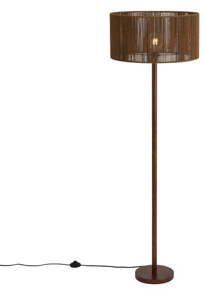 Lampada da terra in legno di noce con paralume in corda di carta marrone 50/50/25 - Mels
