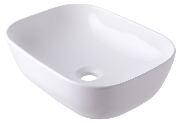 Lavabo da appoggio Relaxdays, altezza x larghezza x profondità: 14x46x32 cm, senza foro per rubinetto, senza troppofilo, in Vetroceramica, con effetto lotus, lavabo, bianco