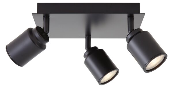 Faretto da bagno moderno nero quadrato 3 luci IP44 - Ducha