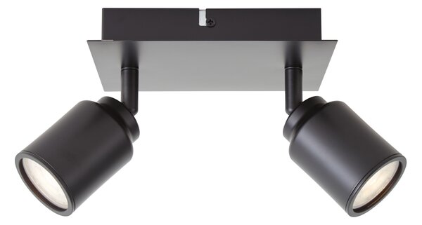 Faretto da bagno moderno nero quadrato 2 luci IP44 - Ducha