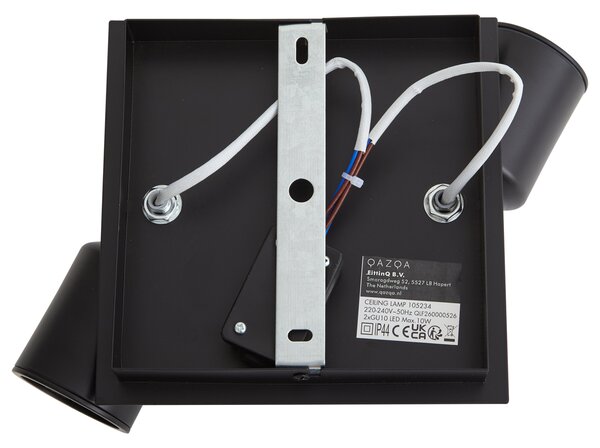 Faretto da bagno moderno nero quadrato 2 luci IP44 - Ducha