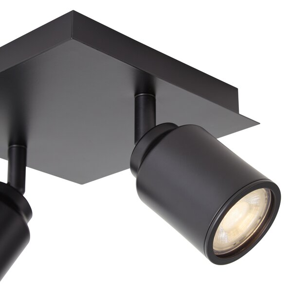 Faretto da bagno moderno nero quadrato 2 luci IP44 - Ducha