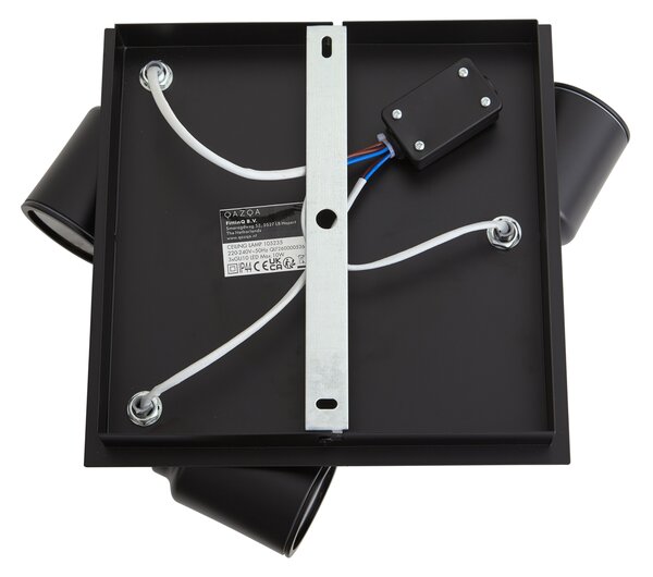Faretto da bagno moderno nero quadrato 3 luci IP44 - Ducha