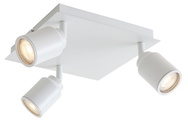 Faretto da bagno moderno bianco quadrato 3 luci IP44 - Ducha