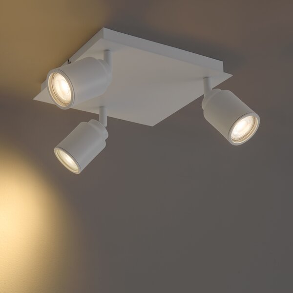 Faretto da bagno moderno bianco quadrato 3 luci IP44 - Ducha