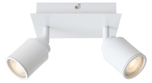 Faretto da bagno moderno bianco quadrato 2 luci IP44 - Ducha