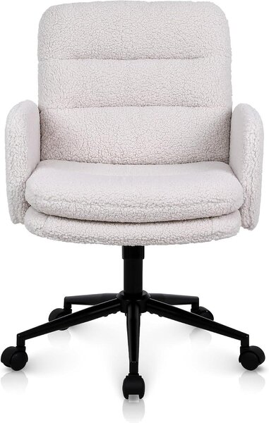 Sedia da ufficio in stile cachemire - Sedia confortevole - Ideale per lavorare da casa - Rotazione a 360 gradi - Dimensioni: 61x60x97 cm - Colore: crema