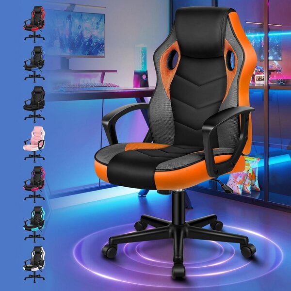 Sedia da gaming - Sedia da scrivania - Lavoro confortevole - Design ergonomico - Profondità 70 cm - Arancione
