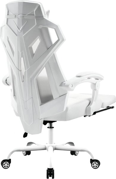 Sedia da ufficio ergonomica - Sedia girevole, confortevole - Adatta per lavorare a lungo - Schienale in rete - Portata massima: 150 kg - Colore: bianco