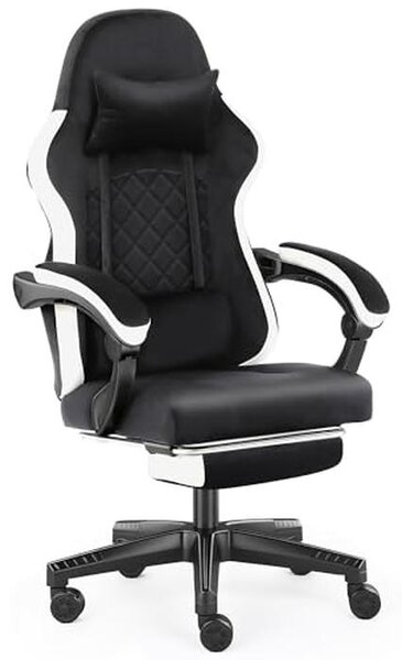 Sedia ergonomica - Sedia da ufficio, sedia da gaming - Comfortevole per lavorare - Con poggiapiedi - Altezza 116 cm - Colore nero