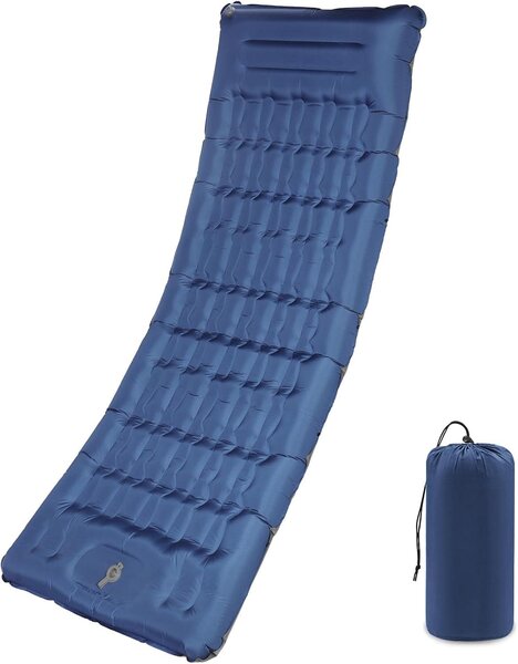 Materassino gonfiabile per campeggio - Letto gonfiabile - Per un riposo confortevole all'aperto - Con pompa integrata - 195 x 70 cm - Blu scuro