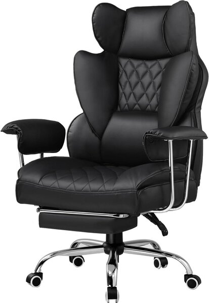 Sedia da ufficio ergonomica - Sedia confortevole - Seduta rilassante - Schienale regolabile - Capacità di carico: 160 kg - Colore: nero