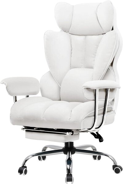 Sedia da gaming - Sedia da scrivania - Seduta confortevole - Supporto lombare regolabile - Capacità di carico: 150 kg - Colore: bianco
