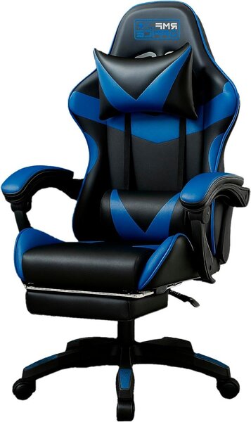 Sedia da ufficio ergonomica - Sedia confortevole - Adatta a lunghe sessioni di lavoro - Supporto lombare regolabile - Altezza 110 cm - Blu/Nero