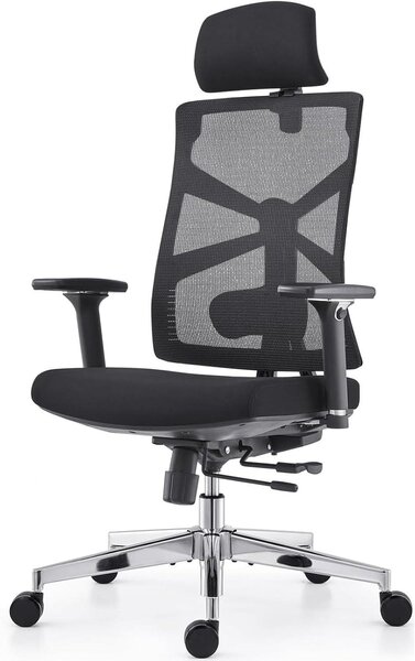 Sedia da ufficio - Sedia per computer - Sedia da lavoro - Comfort per lavorare - Schienale regolabile - Altezza 131 cm - Colore: nero