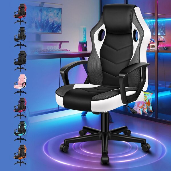 Sedia da ufficio ergonomica - Sedia per computer - Ideale per il lavoro da casa - Tessuto traspirante a rete e (PU) - Capacità di carico: 150 kg - Colore: bianco