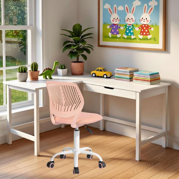 Sedia da scrivania per bambini - Sedia regolabile per la crescita - Comfortevole per lo studio - Regolazione continua dell'altezza - Altezza seduta regolabile da 41 a 53 cm - Rosa