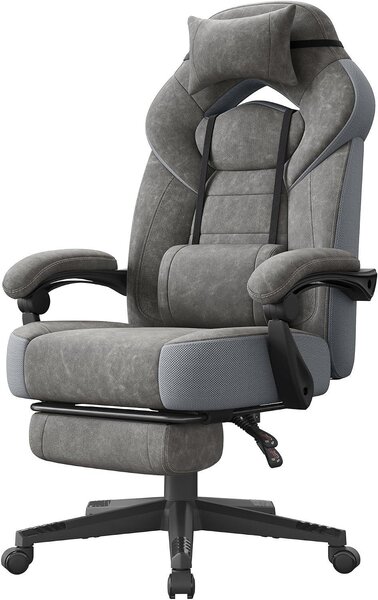 Sedia ergonomica - Sedia da ufficio per computer - Seduta confortevole - Poggiapiedi regolabili - Capacità di carico: 150 kg - Grigio chiaro