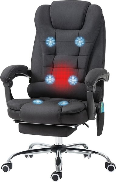 Sedia da ufficio ergonomica - Sedia da lavoro confortevole - Lavorare in relax - Con funzione massaggio - Regolabile fino a 119 cm - Colore: nero