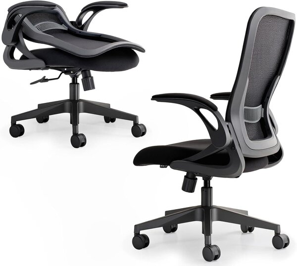 Sedia da ufficio pieghevole - Sedia da lavoro compatta - Ideale per piccoli spazi - Design ergonomico in mesh - Montaggio in 18 minuti - Colore: nero