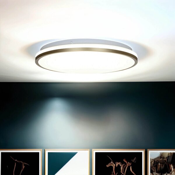 Plafoniera LED in metallo rotonda D: 33 cm in bianco oro bianco neutro 4000 K 1040 lm Plafoniera