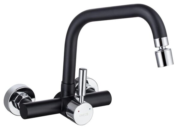 Rubinetto da cucina a parete - 360° girevole - Acciaio inox SS304 - Nero