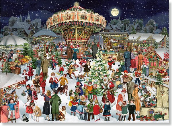 Calendario dell'Avvento da parete A3 - Mercatino di Natale nostalgico