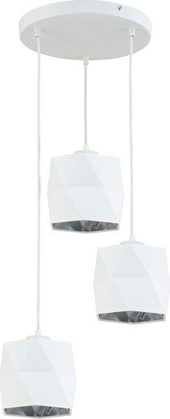 Lampada a sospensione in tessuto metallico in bianco argento a 3 luci E27 moderna lampada a sospensione tavolo da pranzo soggiorno