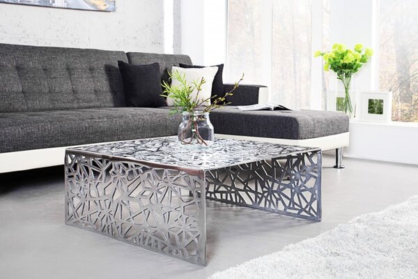 Tavolino di design 60x60 cm in metallo unico decorativo