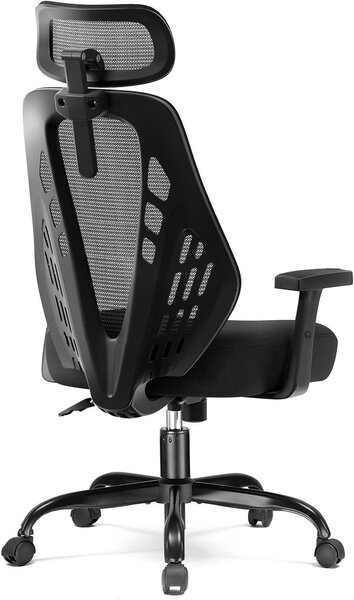 Sedia da ufficio ergonomica - Sedia da lavoro confortevole - Ideale per lunghe sessioni di lavoro - Braccioli regolabili in 3 dimensioni - Dimensioni: 50 x 50 x 102 cm - Colore: nero