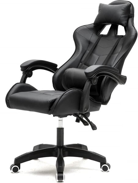 Sedia da gaming - Sedia da ufficio - Lavoro confortevole - Design ergonomico - 50 x 63 x 128 cm - Nero