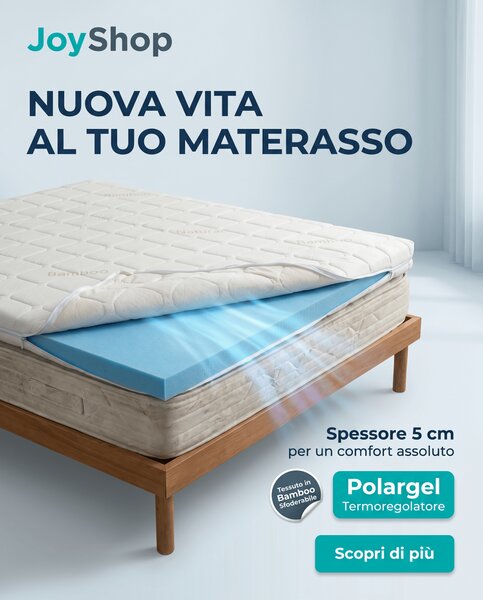Topper Polargel – Correttore Termoregolatore Fresco, 5 cm, Bamboo Sfoderabile 80x190 Singolo standard