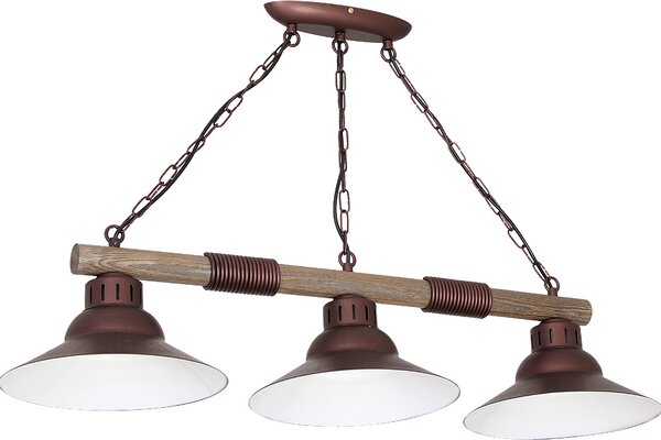 Lampada a sospensione vintage "Jose" marrone bordeaux bianco legno metallo 3 luci sospensione soggiorno