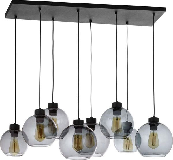 Lampada a sospensione allungata in grafite nera vetro moderno metallo elegante a 8 fiamme E27 lampada per sala da pranzo KALETE